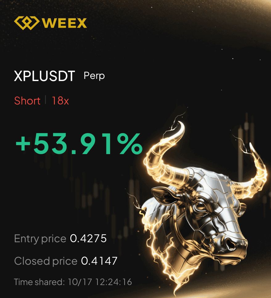 Alpha Farmer (@defi_dao1) on Twitter photo ๐ฅ Another killer move on WEEX! ๐ฅ
$XPL USDT short hit +53.91% with 18x leverage ๐ฅ
Entry: 0.4275 | Exit: 0.4147
Perfect timing. Perfect execution โก
๐ New User $400 
Join now ๐ weex.com/en/register?viโฆ
๐ Smart traders know โ precision pays.
#CryptoTrading #Bitcoin #Altcoins ๐ฅ Another killer move on WEEX! ๐ฅ
$XPL USDT short hit +53.91% with 18x leverage ๐ฅ
Entry: 0.4275 | Exit: 0.4147
Perfect timing. Perfect execution โก
๐ New User $400 
Join now ๐ weex.com/en/register?viโฆ
๐ Smart traders know โ precision pays.
#CryptoTrading #Bitcoin #Altcoins