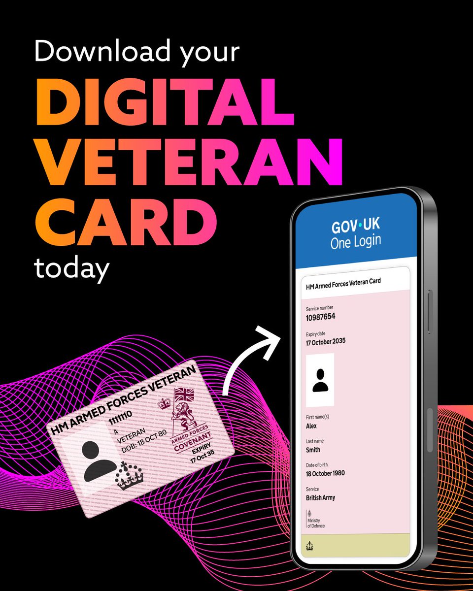 We’re making it easier for Veterans to access the services and benefits they’re entitled to 🥳 

A digital version of the Veteran Card is now available to download through the One Login app 📲 

Don’t wait, find out how to download the card today: orlo.uk/bTdY2