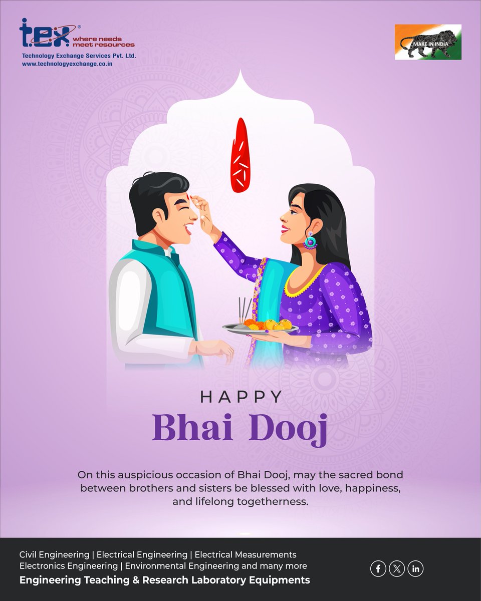 Tex_Technology's tweet image. Bound by love, protected by promise that’s the magic of Bhaidooj! Celebrating the unbreakable bond of laughter, care and countless memories.

#HappyBhaiDooj #BhaiDooj2025 #SiblingLove #BrotherSisterBond #FestivalOfLove #FamilyFestivities