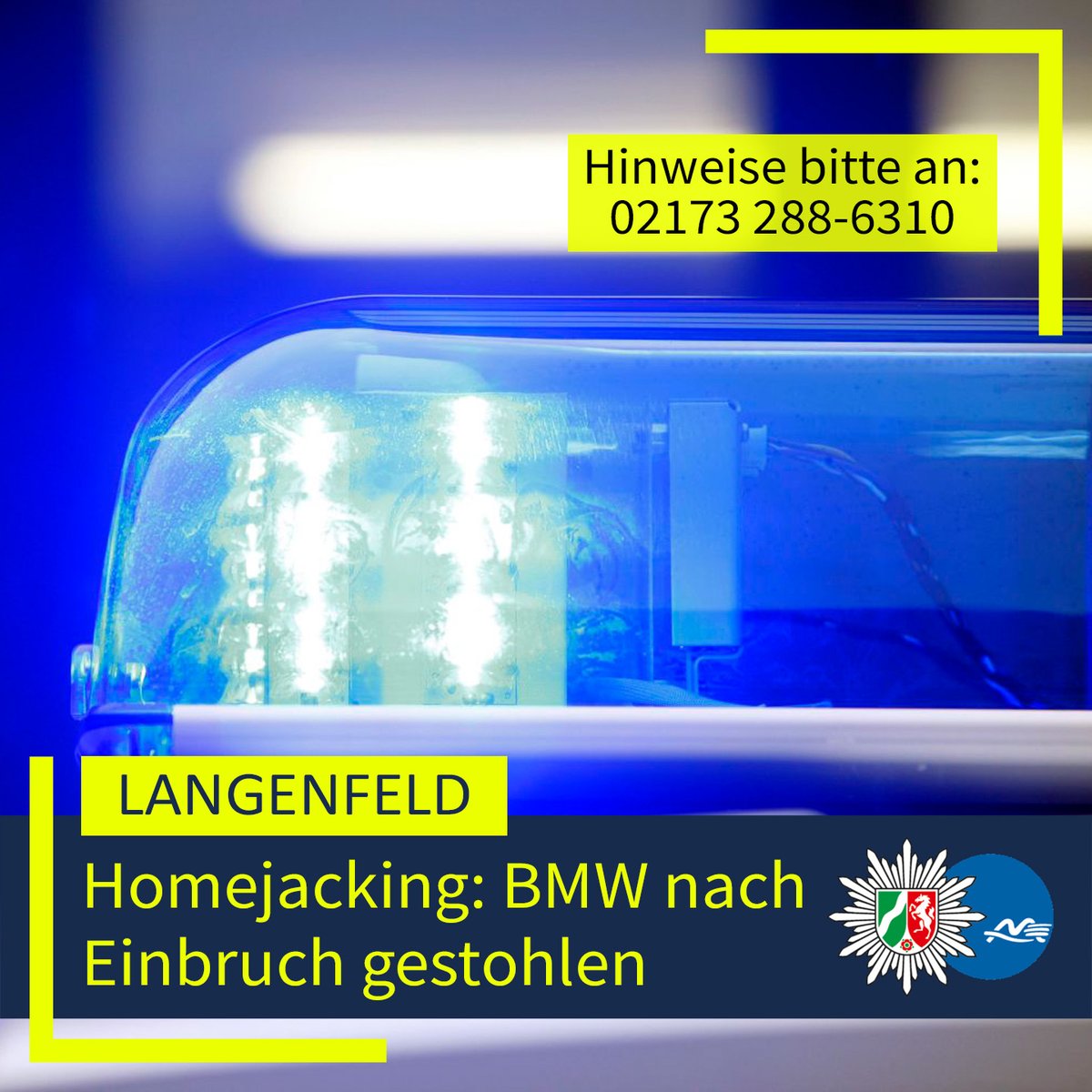#Langenfeld:  Homejacking - bei Einbruch Auto entwendet ❗️

➡️ In Langenfeld haben Unbekannte in der Nacht zu Donnerstag, 16. Oktober 2025, bei einem Einbruch in ein Haus ein Auto entwendet. Die Polizei bittet um Hinweise.
Mehr hier: fcld.ly/bzrnuzw 
PolizeiME 👮