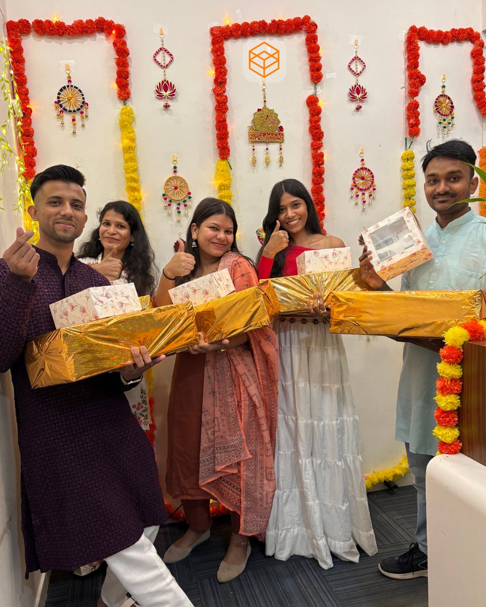 scala_code's tweet image. ScalaCode shines brighter this Diwali — with festive vibes, happy hearts, and surprise gifts all around! ✨🎁

#DiwaliDelight #ScalaCodeCelebrates #EthnicDayCelebration #FestiveVibes #OfficeCulture #TeamCelebration #GoodVibes #WorkFam #Diwali2025 #diwalicelebrations