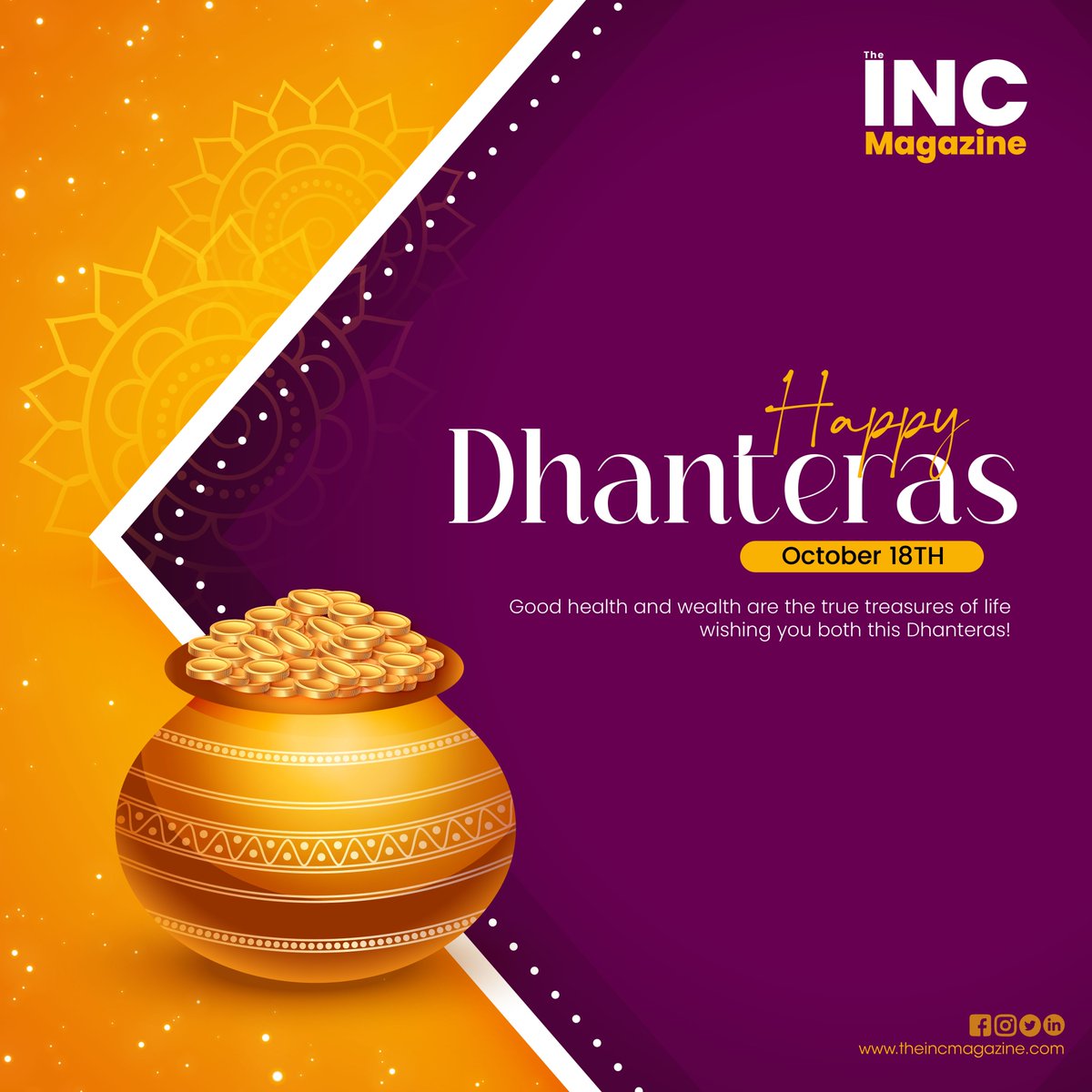 ✨ Wishing You a Prosperous Dhanteras! ✨

May Goddess Lakshmi grace your home with wealth, prosperity, &amp; endless blessings. Let this festive season bring light, joy, &amp; abundance into your life. 🌸💰

#Dhanteras #GoddessLakshmi #Blessings #Prosperity #Wealth #Happiness