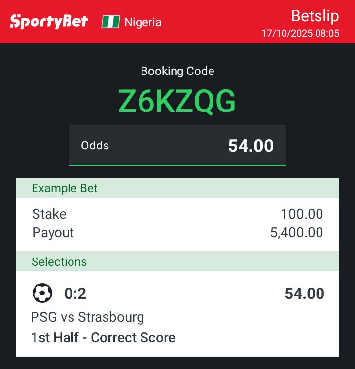 Hey check out the bet I just placed on Sportybet! sportybet.com/ng/?shareCode=…