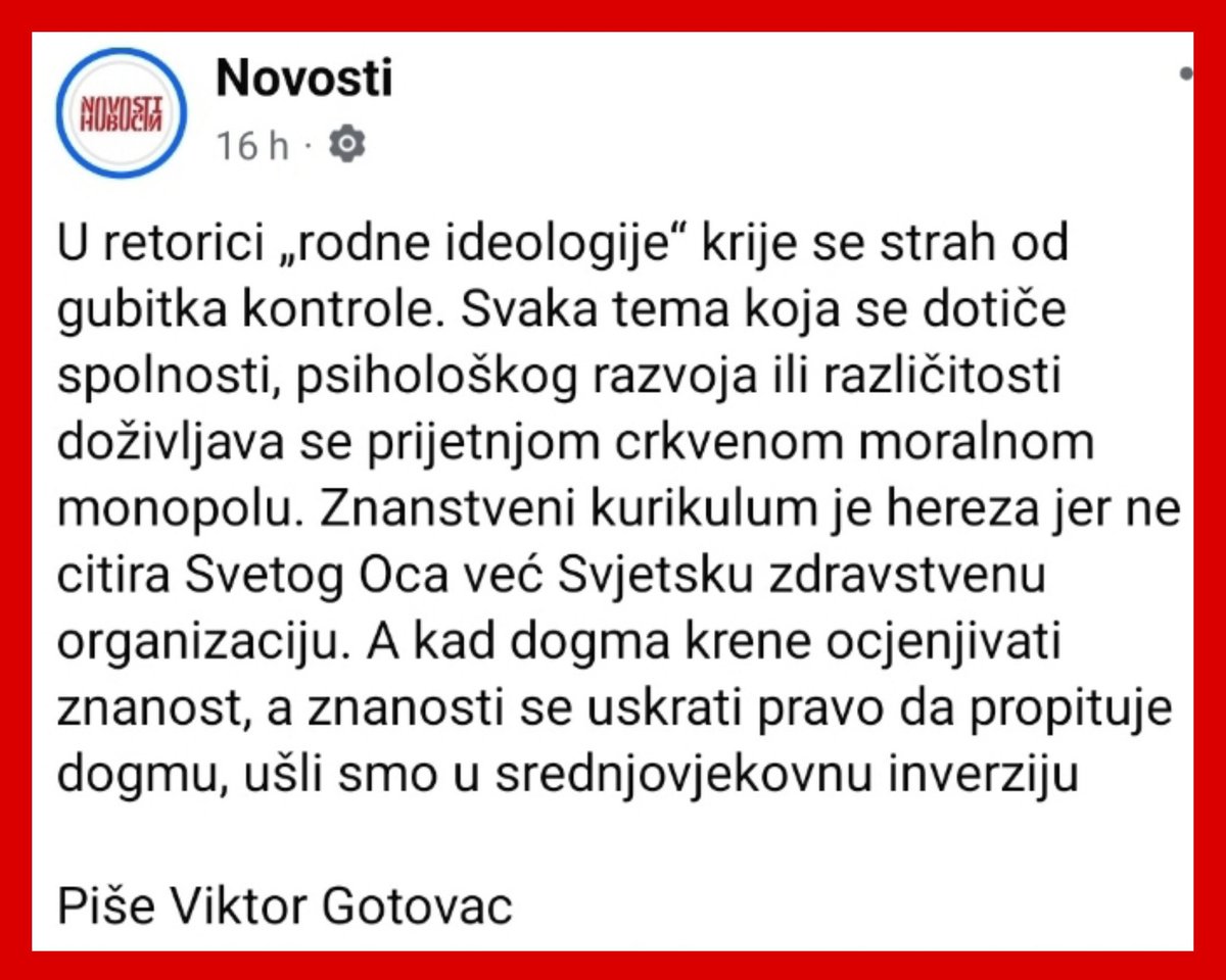 Ljevica promiče ekstremnu ideologiju pod krinkom znanosti, koja nije znanstvena jer nema veze s empirijom, već s manifestima koji bi i Lenjina zasramili. Rodna ideologija nije znanost; to je politički projekt koji se kosi s biologijom, empirijskim dokazima i zdravim razumom.
