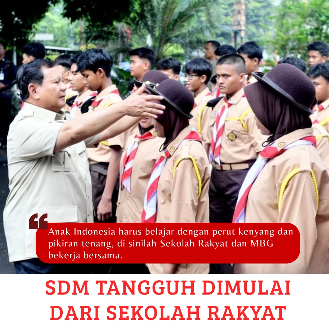Sdm tangguh dimulai dari sekolah rakyat. Anak2 harus dapat gizi yang cukup
Asta Cita