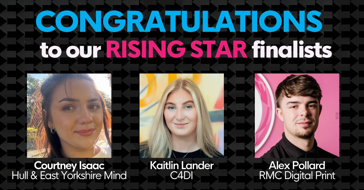 🌟 Rising Star Award

👋 HEY, meet the ones to watch!
Our Rising Star Award finalists are:

⭐ Courtney Isaac - <a href="/MindHEY/">Hull & E. Yorks Mind</a>  
⭐ Kaitlin Lander - <a href="/C4DIGroup/">C4DI</a> 
⭐ Alex Pollard <a href="/RMCDigitalPrint/">RMC Digital Print</a> 

Who’ll shine brightest on 20 Nov at the #HEYBA? 🌟