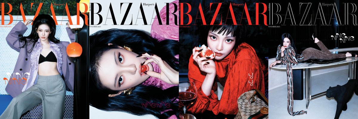 All members of aespa have done pictorials for Harper’s BAZAAR Korea this year (2025):

KARINA: September Icons Cover with Bvlgari 
GISELLE: February Feature with LOEWE 
WINTER: October Cover with Polo Ralph Lauren
NINGNING: November Cover with Gucci