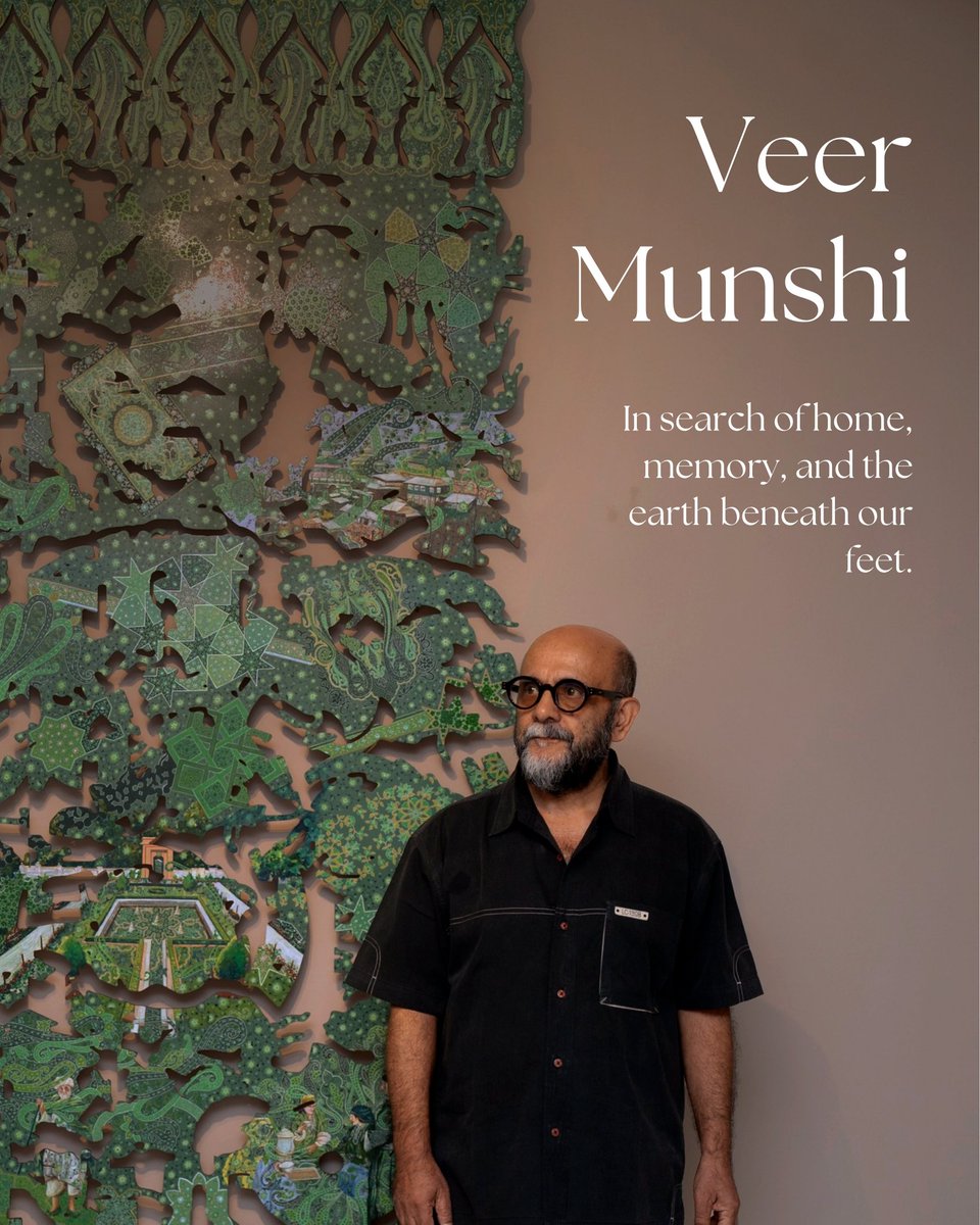 OjasArt's tweet photo. Rooted in memory, exile, and return — Veer Munshi’s works trace the shifting landscapes of belonging.

In Aabi Zameen and Khoya Gul Gulfaam, he reimagines the idea of home as something carried within — shaped by memory, loss, and longing. The soil of Kashmir becomes his medium, https://t.co/ZEjnB8DiGe
