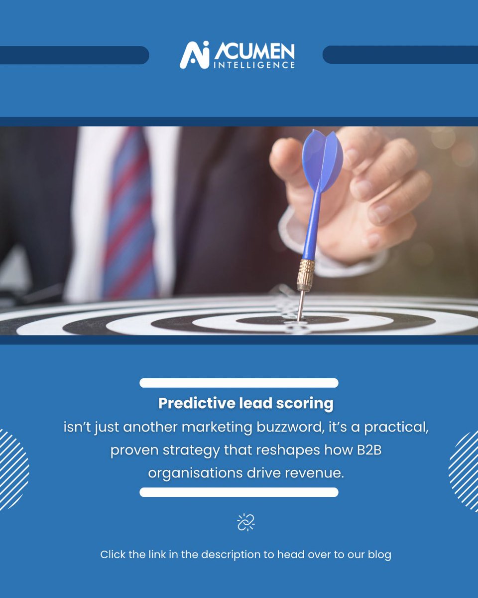 AcumenInte49554's tweet image. Discover how predictive lead scoring transforms B2B marketing.
Click the link below and head to our blog for more!

acumenintelligence.com/from-guesswork…

#PredictiveLeadScoring #B2BMarketing #SalesEfficiency #LeadGeneration