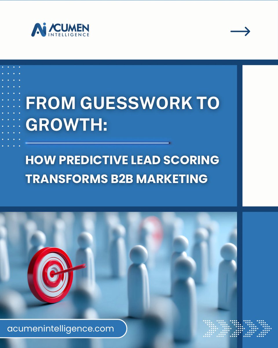 AcumenInte49554's tweet image. Discover how predictive lead scoring transforms B2B marketing.
Click the link below and head to our blog for more!

acumenintelligence.com/from-guesswork…

#PredictiveLeadScoring #B2BMarketing #SalesEfficiency #LeadGeneration