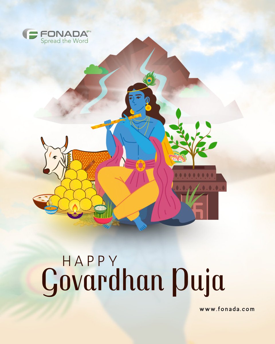 Wishing you a blessed Govardhan Puja! May Lord Krishna’s divine love and protection guide you toward righteousness, peace, and prosperity. #GovardhanPuja #DivineBlessings #Prosperity