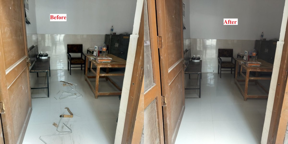 SPECIAL CAMPAIGN 5.0 -  A cleanliness drive was conducted in the class room of the Cantonment Board School, Roorkee.
#SpecialCampaign5
<a href="/SpokespersonMoD/">Ministry of Defence, Government of India</a>
<a href="/rajnathsingh/">Rajnath Singh</a>
<a href="/RakshaSampada/">DGDE</a>
<a href="/SethSanjayMP/">Sanjay Seth</a>
<a href="/pddecc/">Principal Directorate Central Command</a>