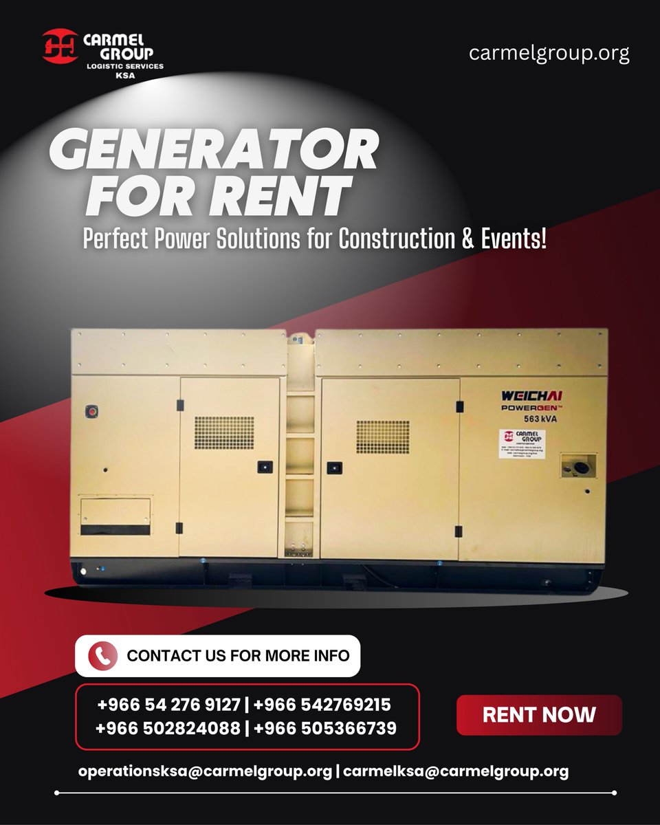 services95671's tweet image. Generator for Rent – Reliable Power, Anytime, Anywhere! 

+966 54 276 9127 | +966 542 769 215
📧 operationsksa@carmelgroup.org
| carmelksa@carmelgroup.org
🔗  carmelgroup.org
#GeneratorForRent #KSA #PowerSolutions #ConstructionEquipment #EventPower #CarmelGroup #rental