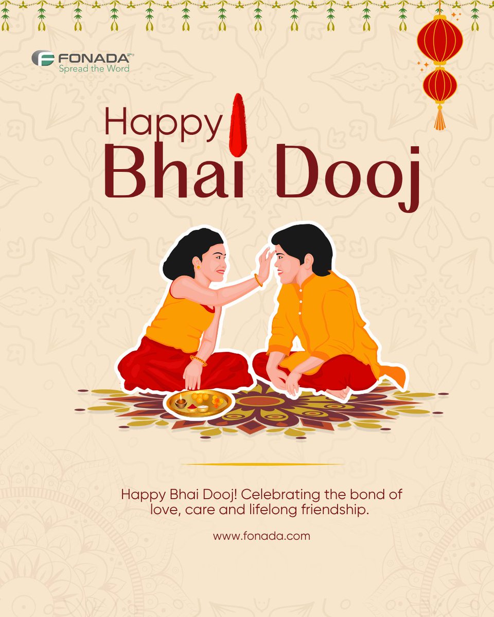 ✨💖 Wishing a joyous Bhai Dooj! May the bond of love and affection between siblings grow stronger every day. 💛👫 #HappyBhaiDooj #SiblingLove #FamilyBond #FestiveVibes #Fonada