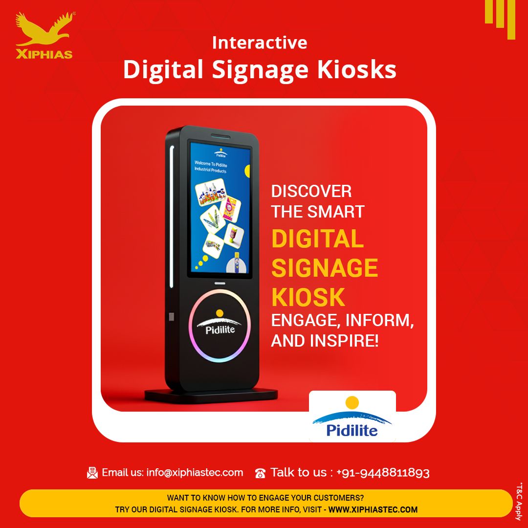 Rohitkumar0604's tweet image. Elevate your brand with XIPHIAS AI-powered Digital Signage Kiosk! Stunning HD display, smart touch, remote updates, analytics &amp;amp; custom branding—perfect for busy spaces. Experience next-gen business engagement! More info: xiphiastec.com
#DigitalSignageKiosk #XIPHIAS