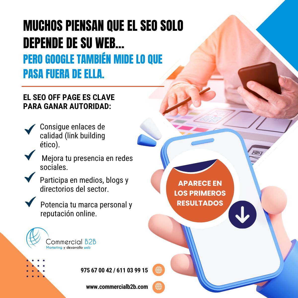 📈 Muchos piensan que el SEO solo depende de su web…
❌ Pero Google también mide lo que pasa fuera de ella.

👉Escríbenos y te guiamos paso a paso.

#SEOOffPage #LinkBuilding #AutoridadWeb #EstrategiaSEO #MarketingDigital #ComercialB2B