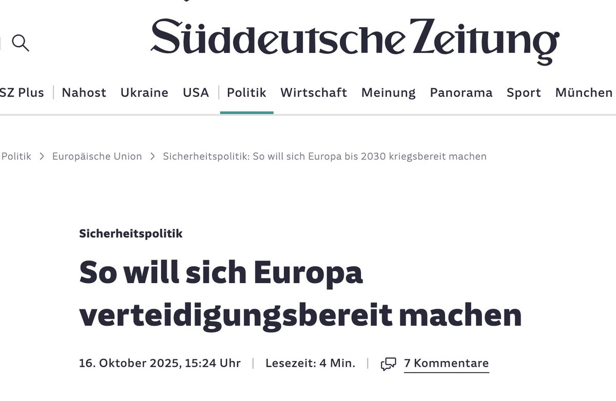"Angesichts der Bedrohung durch Russland legt die EU-Kommission einen  detaillierten Plan vor: Bis 2030 soll Europa in der Lage sein, sich  allein gegen einen Angriff zu schützen."
Journalistisch: Unverantwortlich! 
Es gibt KEINE Bedrohung durch Russland. Wann kommt das bei der
