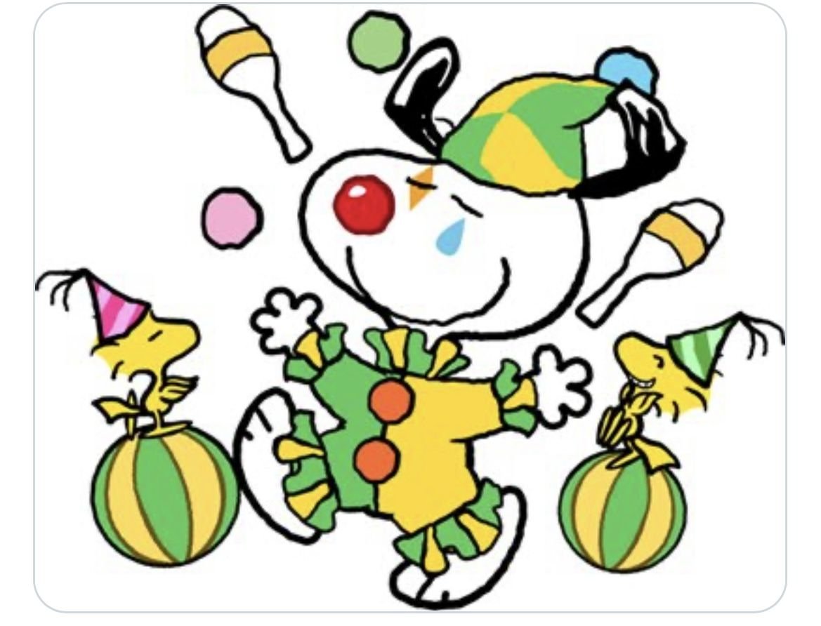 heartmorgue's tweet image. Snoopy Clown & Jester - Peanuts (Charles M. Schulz)