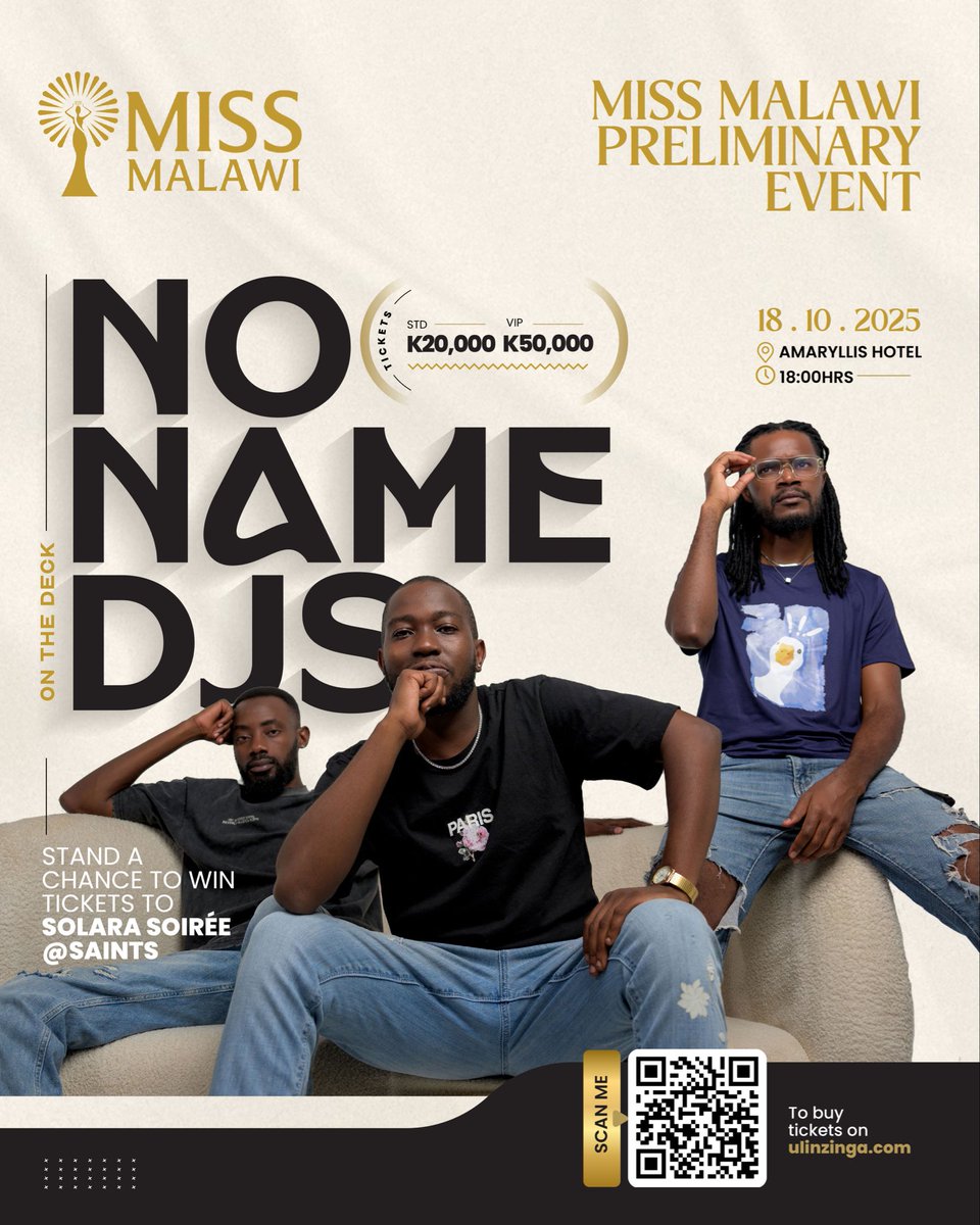 The queens bring the grace, we bring the bass! Catch the No Name DJs spinning live at the <a href="/MissMwOrg/">Miss Malawi Organisation</a> Preliminary Event