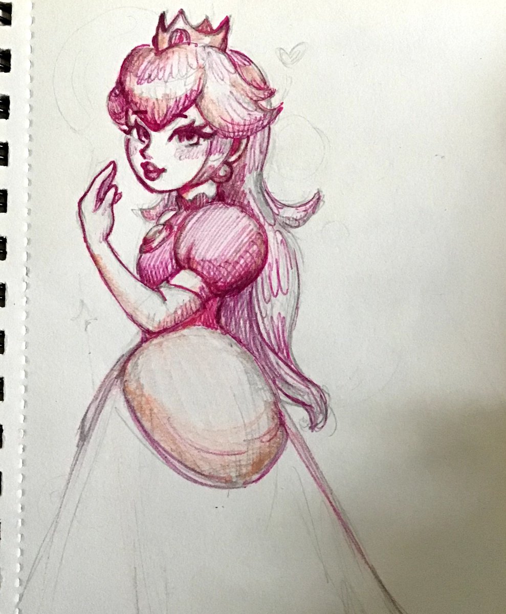 Anzie666's tweet photo. Sketches &amp; final works #PrincessPeach #Mario 👑💞 https://t.co/9fFtz0nGgj