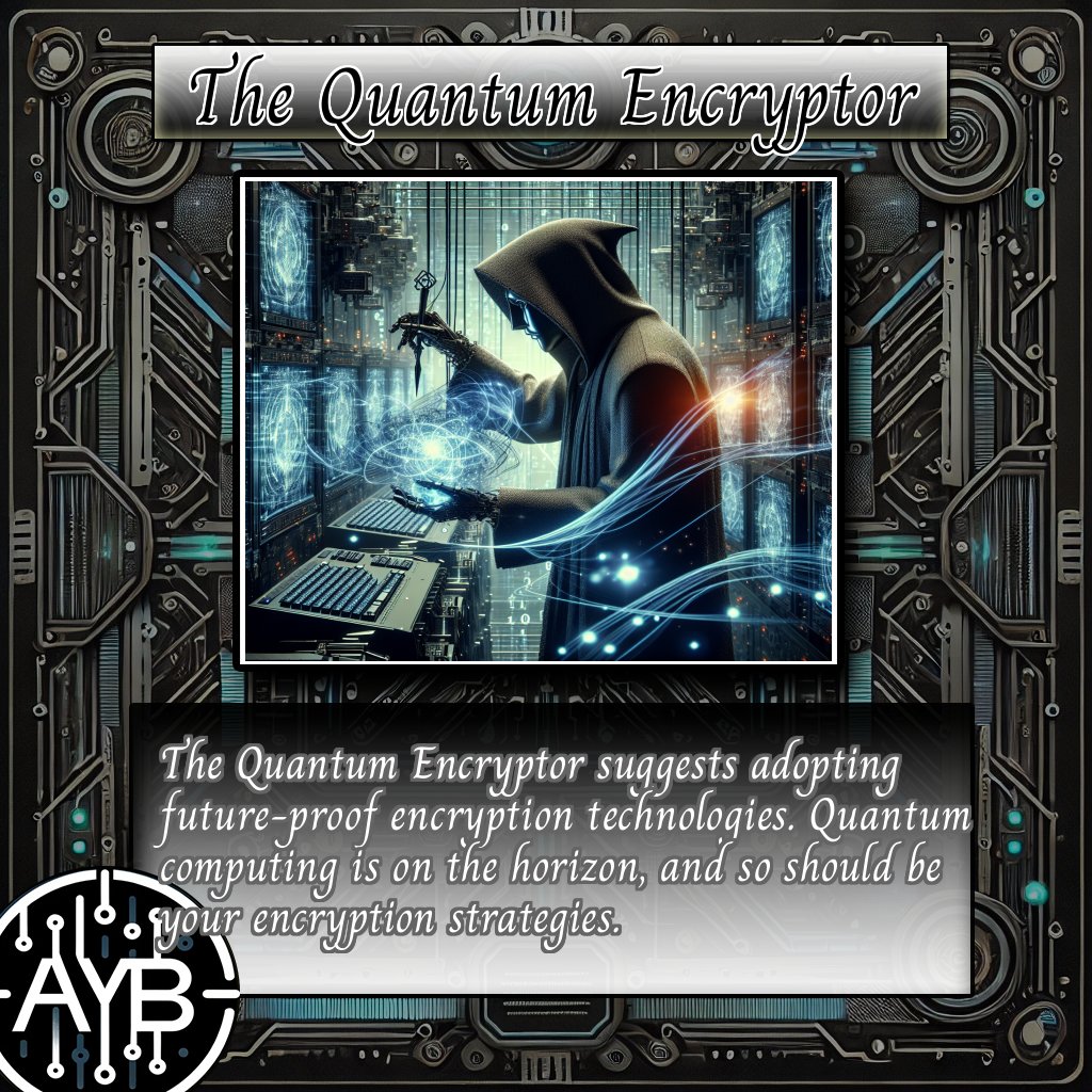 PentestProphet's tweet image. Today's pentest tarot card: "The Quantum Encryptor"
Prepare for the future: Update encryption, contact us at ayb.ad
#TheQuantumEncryptor #FutureProofSecurity #QuantumEncryption #DigitalProtection #CyberSecurity