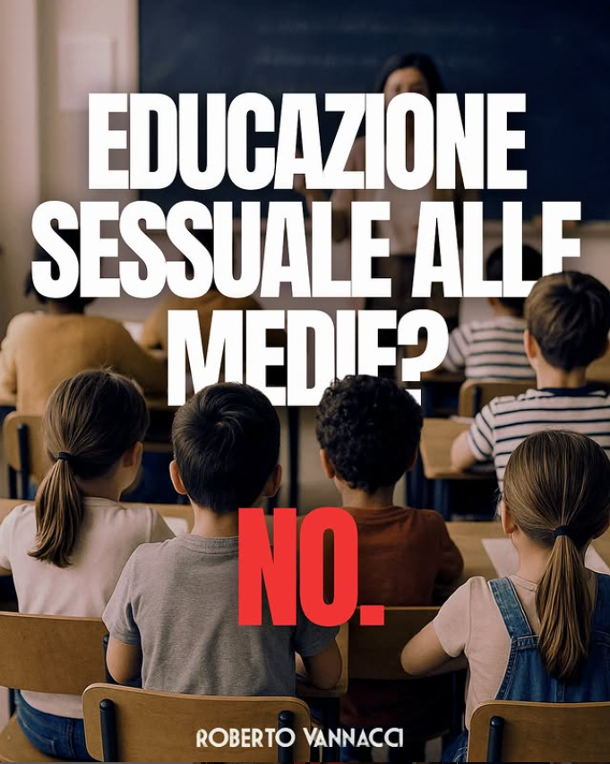 Approvato emendamento #Lega: niente attività didattiche o progettuali sulla sessualità in infanzia, primaria e medie.
La scuola istruisce e la famiglia educa. Basta laboratori ideologici e attivisti LGBT a confondere bimbi.
#vannacci