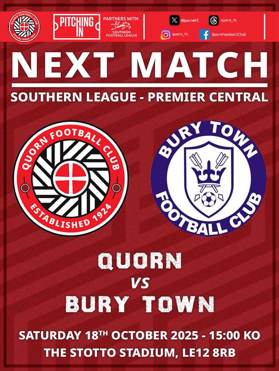Mountsorrel Amateurs FC (@mountsorrelafc) on Twitter photo No game this weekend so we are heading over to support <a href="/QuornAFC/">Quorn Football Club</a> at home v Bury.
If anyone would like to join us please get in touch. No game this weekend so we are heading over to support <a href="/QuornAFC/">Quorn Football Club</a> at home v Bury.
If anyone would like to join us please get in touch.