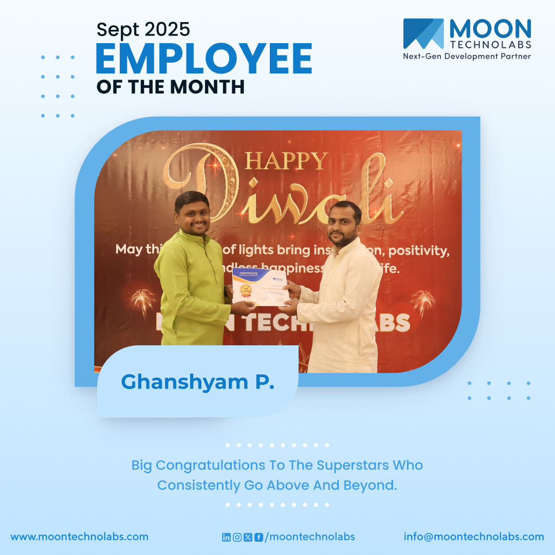 moontechnolabs's tweet image. Excellence 👏 is an attitude that turns challenging tasks into remarkable results through dedication and skill.

Congratulations to those who earned the Title of EOM for September 2025!

Well done!!! 🎉
.
.
.
#MoonTechnolabs #EOM2025 #MTPL #Employeesofthemonth #Employeemotivation…