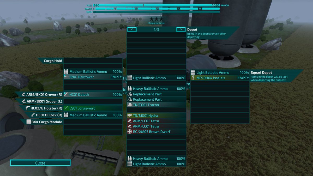 Working on improving the inventory menus. More contrast, bigger items, more prominent item tier and icons for sub subinventories.