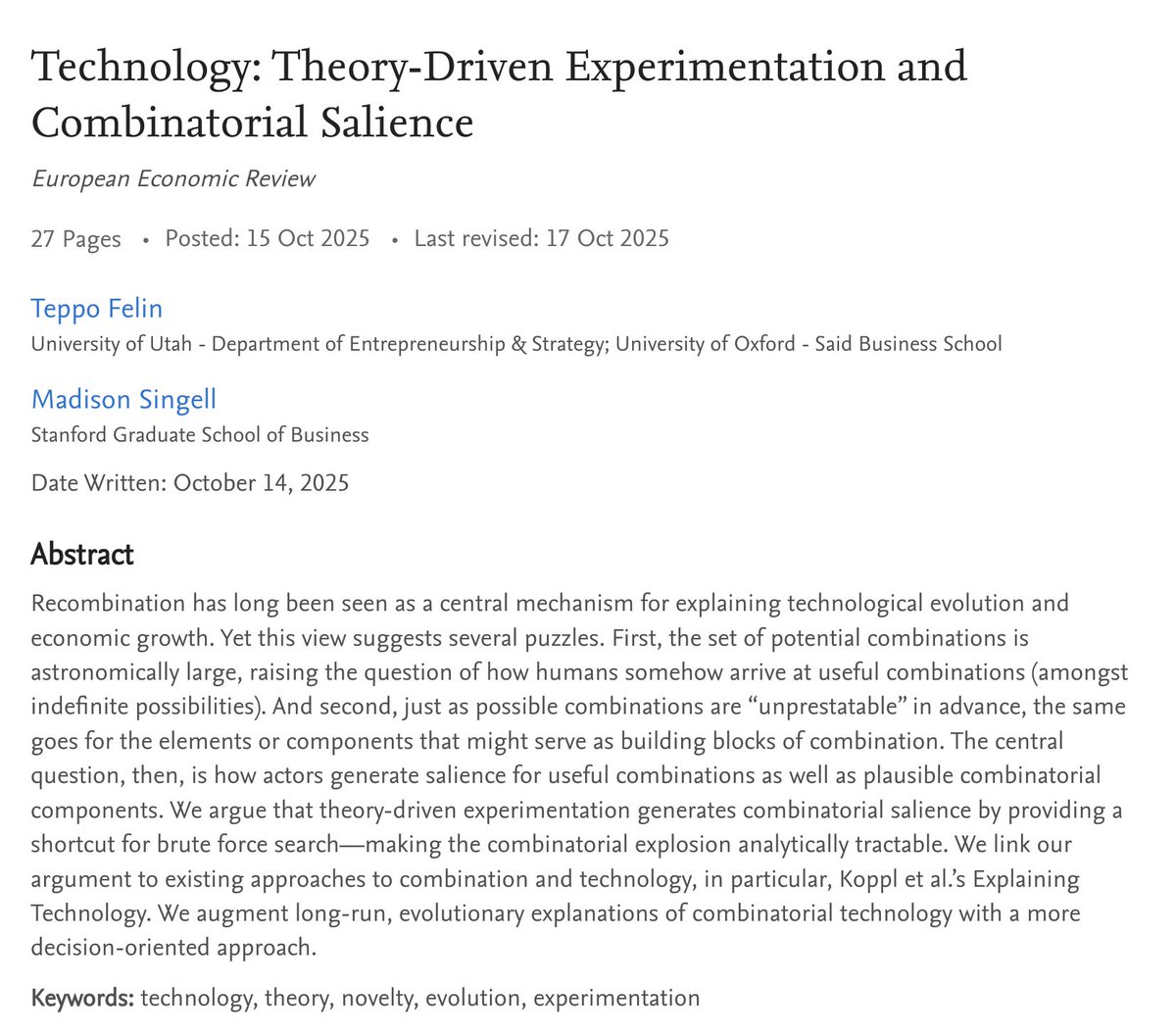 Teppo Felin tweet media