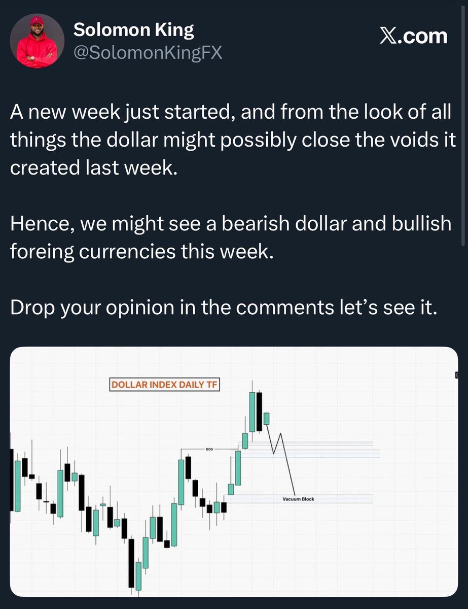 SolomonKingFX's tweet photo. At the beginning of this week I gave this prediction on the direction of the dollar.

And it played out exactly. https://t.co/o9ap5STyRp