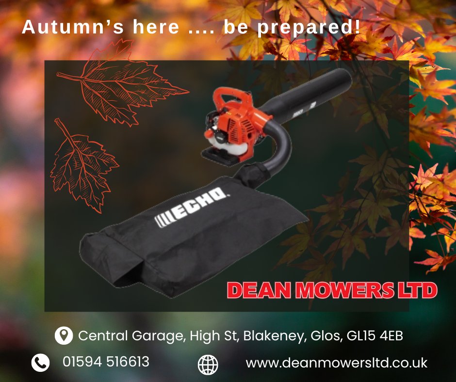 DeanMowers's tweet photo. #Autumn's here ...be prepared. Get ready for the garden clear up -
The #EchoTools 250ES Shred โNโ Vacยฎ is a professional leaf blower, vacuum & shredder which clears leaves and other garden debris quickly and efficiently. It's available now at Dean Mowers Ltd! #Righttoolforthejob https://t.co/l2QricMeDQ