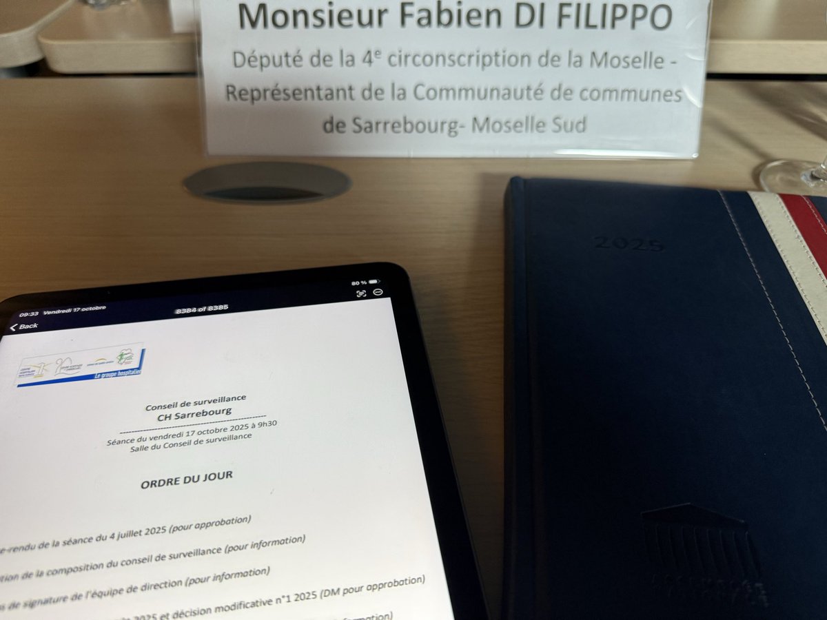 Conseil de surveillance du Centre Hospitalier St Nicolas de #Sarrebourg 🏥
➡️ Notamment point sur l’activité, état du projet de soins et de l’équipe mobile gériatrique de territoire, diplomation IFAS et IFSI, octobre rose, projet sur les urgences.