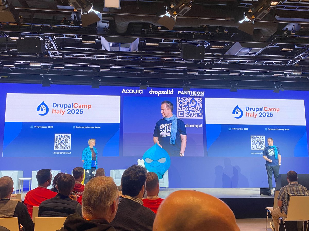 drupalcampitaly's tweet image. 💧 #DrupalCon Vienna ended with a bang!
When your logo shows up on the big screen...
That’s when it hits you: we’re really doing this! 🇮🇹
(and yes, everyone loved the logo! 🤌😂)
See you soon in Rome on November 14!
👉 hubs.ly/Q03P3FtR0
#DrupalCampItaly #Drupal