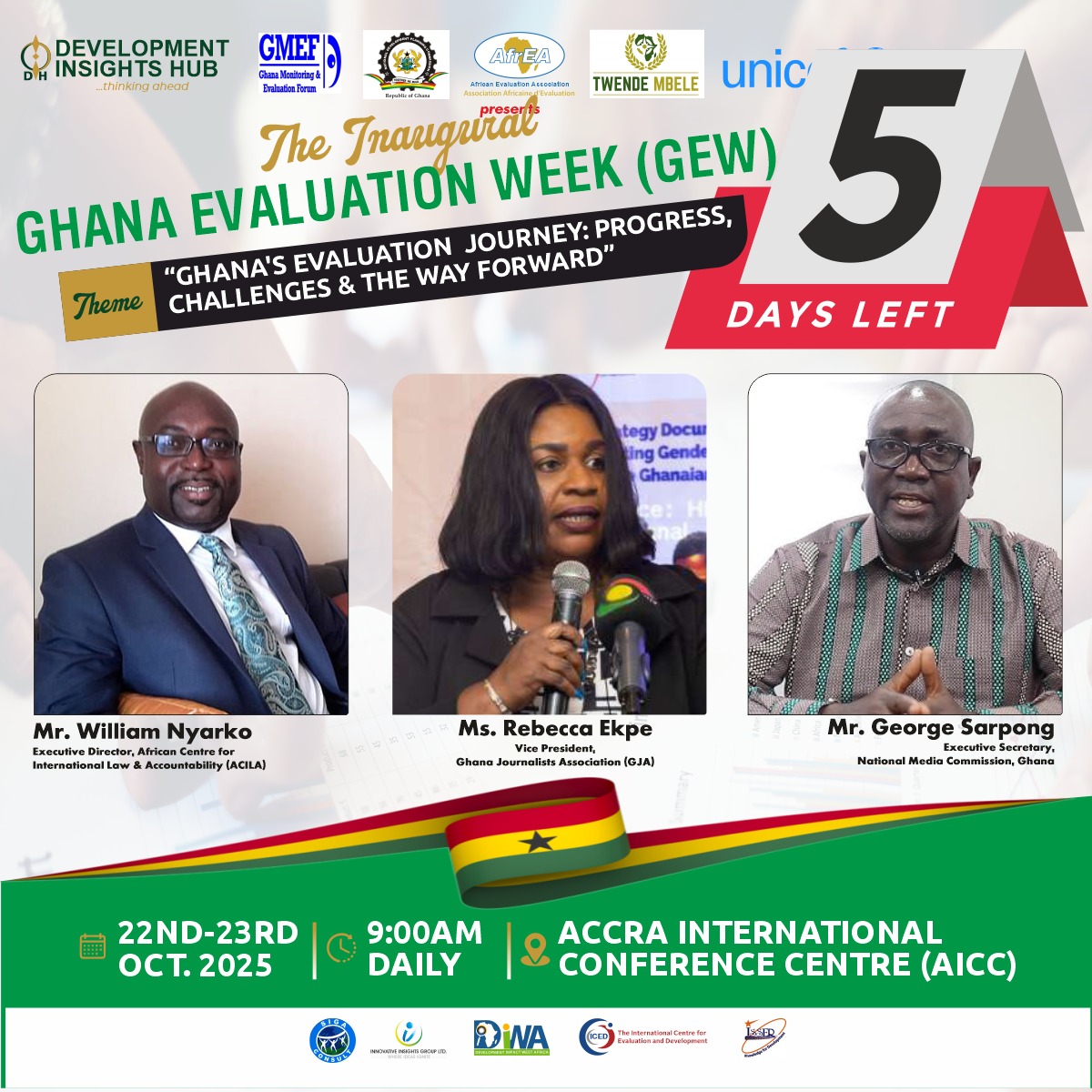 The Countdown continue......5 days to the Inaugural Ghana Evaluation Week. linkedin.com/feed/update/ur…
