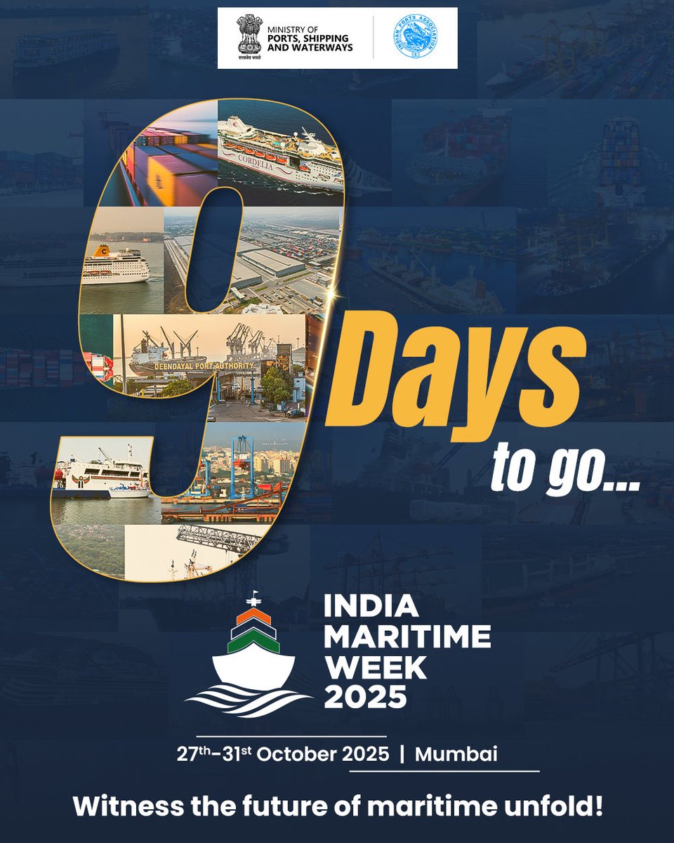 imw_gov's tweet image. 9 days to the future of maritime! 
From automation to AI-led logistics, innovation anchors every discussion at India Maritime Week 2025.
#IndiaMaritimeWeek #indiamaritimeweek2025