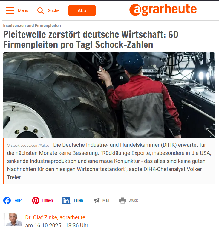 Eine Pleitewelle überrollt das Land. Täglich 60 Firmenpleiten.

- 61% mehr Pleiten als im 1. Quartal 2020
- mehr Pleiten als in der globalen Finanzkrise 2009

In diesen schweren wirtschaftlichen Zeiten sollen die Menschen E-Autos kaufen, Häuser dämmen, Wärmepumpen installieren,