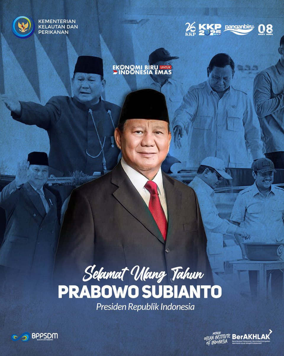bppsdmpkpbitung's tweet image. Keluarga besar #BPPSDMKP mengucapkan selamat ulang tahun ke-74 Presiden RI, Bapak @prabowo

Semoga senantiasa diberikan kesehatan, kekuatan, dan kebijaksanaan dalam memimpin bangsa.

Mari bersama melangkah menuju #IndonesiaEmas2045!

#SDMKP #SDMUnggul @kkpgoid @in_radiarta