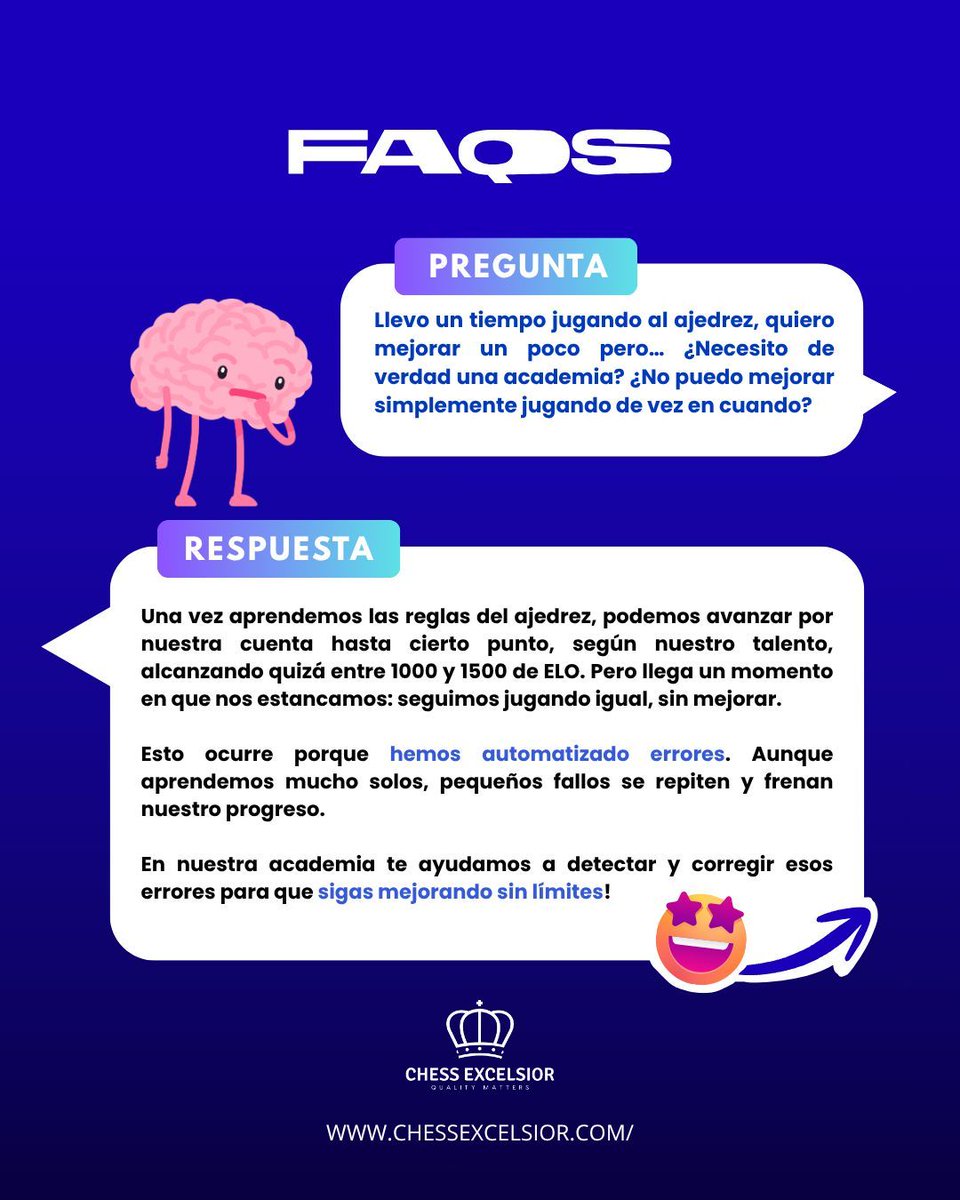 ChessExcelsior's tweet image. 👉🏻 Mejorar en ajedrez no solo es jugar… ¡es aprender a jugar mejor!

En Chess Excelsior te ayudamos a detectar y corregir errores para que sigas creciendo sin límites. 🚀

¿Tienes dudas sobre tu progreso o el entrenamiento? 
¡Estaremos felices de responder tus preguntas! 💬