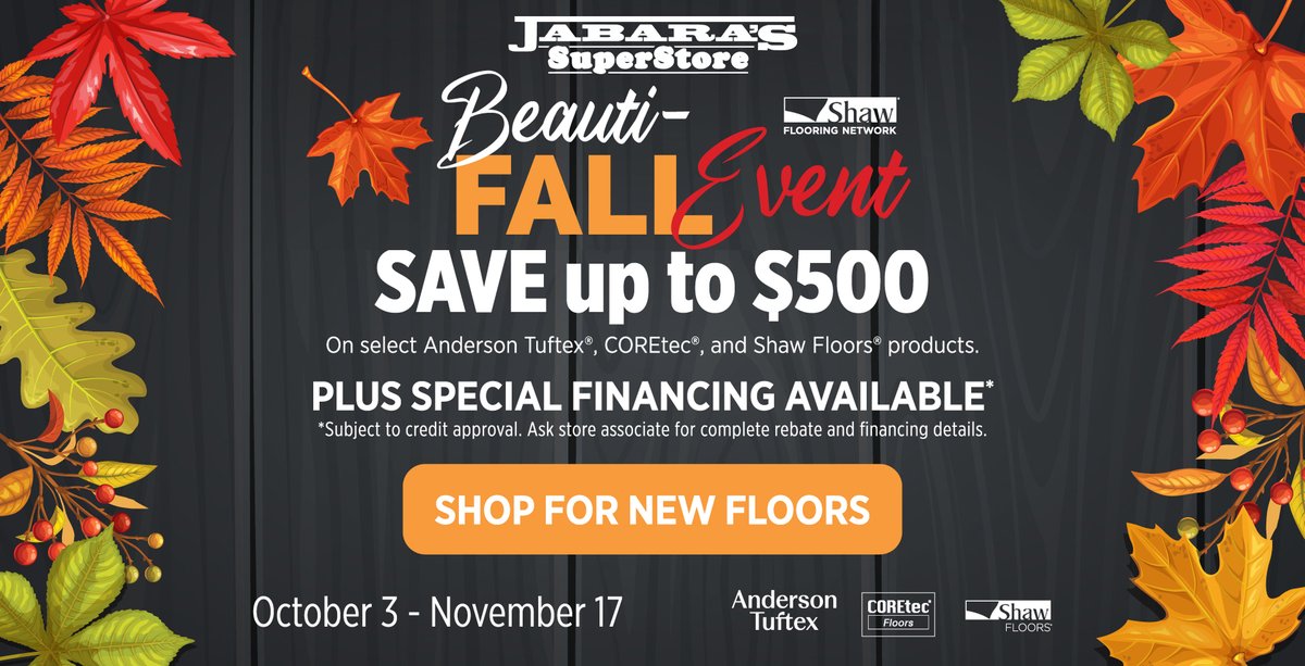 Beautify your home with new flooring from Jabara's during our BeautiFall sales event! - mailchi.mp/jabaras.com/ho…