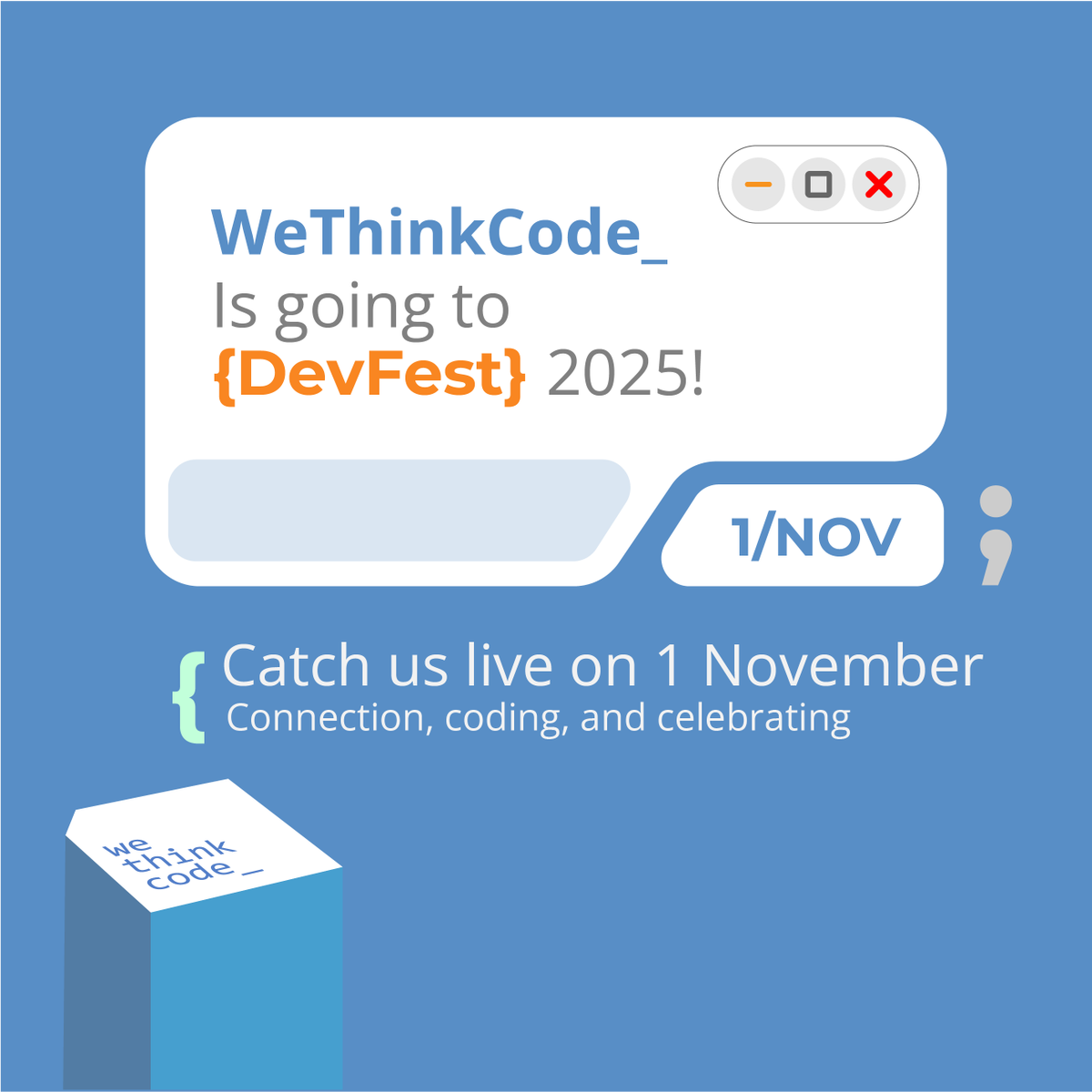 wethinkcode's tweet image. Big news! 🎉
WeThinkCode_ is heading to #DevFest2025 - where developers, creators, and innovators meet to shape the future of tech.
See you there! 👋
#WeThinkCode #DevFest #Innovation #TechCommunity