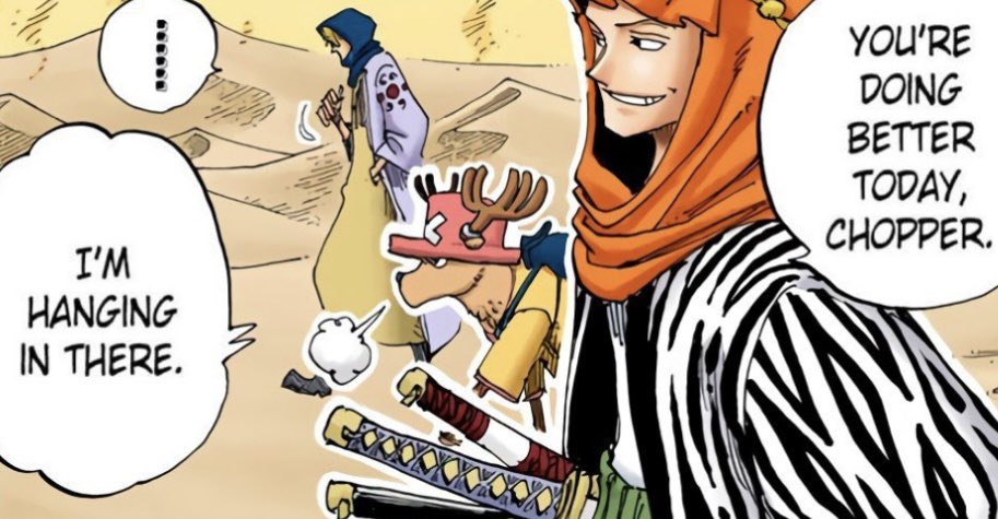 daily_zoro's tweet image. I love how zoro is always talking care of chopper