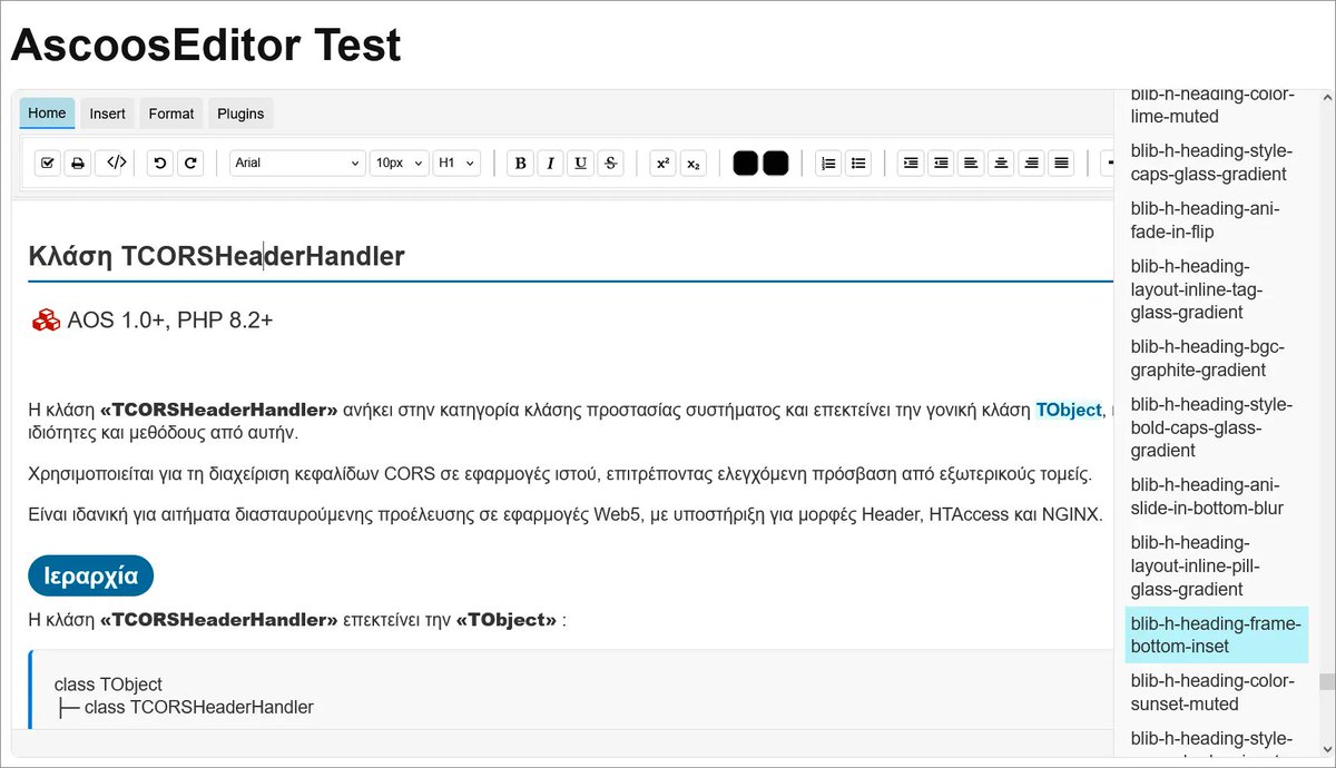 ascoos's tweet image. 🚀 First test of the **Ascoos Web Editor** using **BootLib Stylist** for real-time styling!
Styled dynamically by selecting CSS classes from the right panel 💡
🔗 linkedin.com/posts/ascoos_a…
#AscoosEditor #BootLib #WebEditor #CSSStyling #DevTools #RealTimeEditing #WebDevelopment