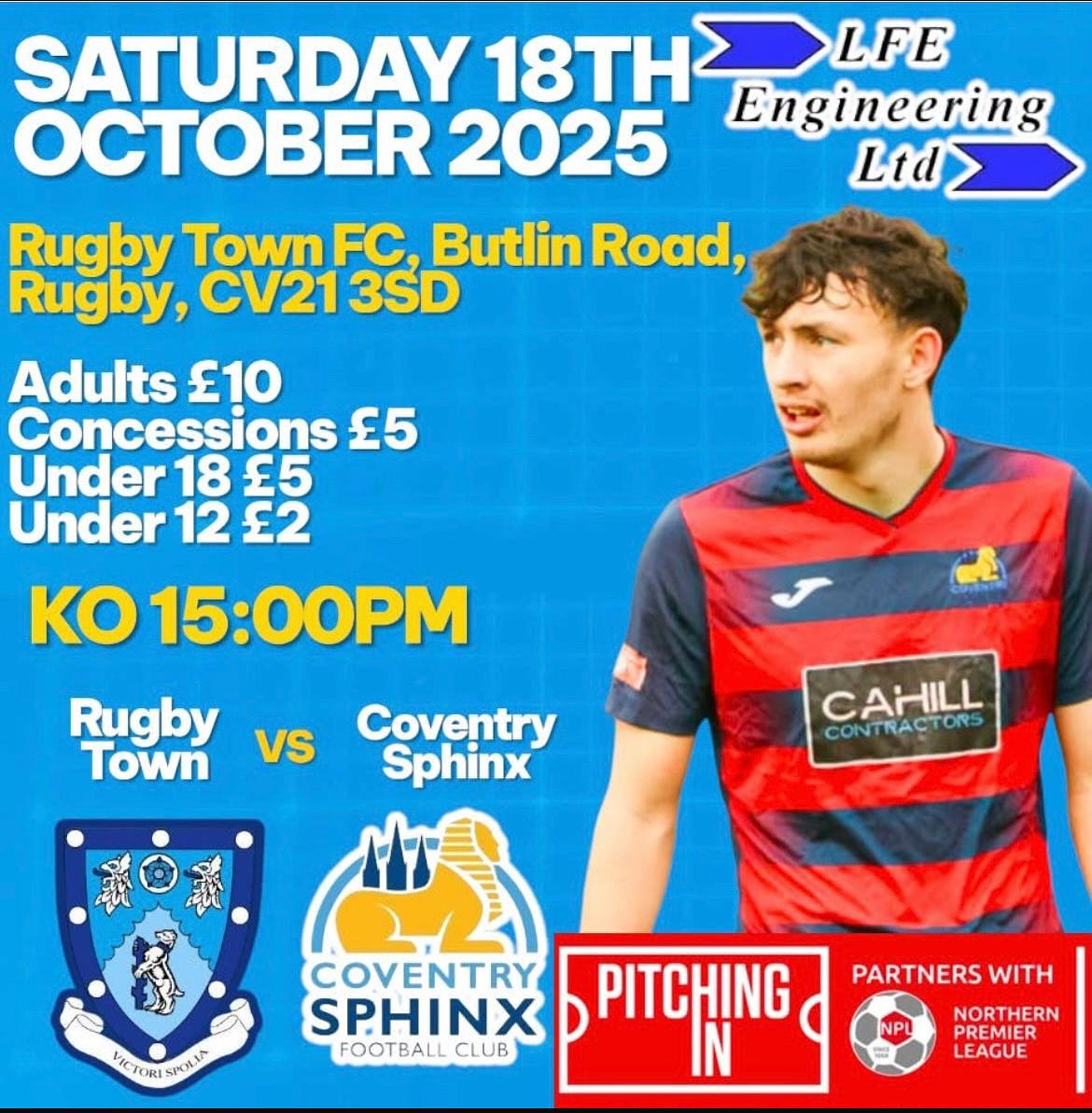 RUGBY TOWN FC ‘Academy’ (Male & Female) (@rtfc_academy) on Twitter photo Come and get behind <a href="/GrantJJoshua/">Grant J Joshua</a> and the 1st team tomorrow afternoon at Butlin Rd when we entertain <a href="/CoventrySphinx/">Coventry Sphinx FC</a> kick off 3pm
#upthevalley Come and get behind <a href="/GrantJJoshua/">Grant J Joshua</a> and the 1st team tomorrow afternoon at Butlin Rd when we entertain <a href="/CoventrySphinx/">Coventry Sphinx FC</a> kick off 3pm
#upthevalley