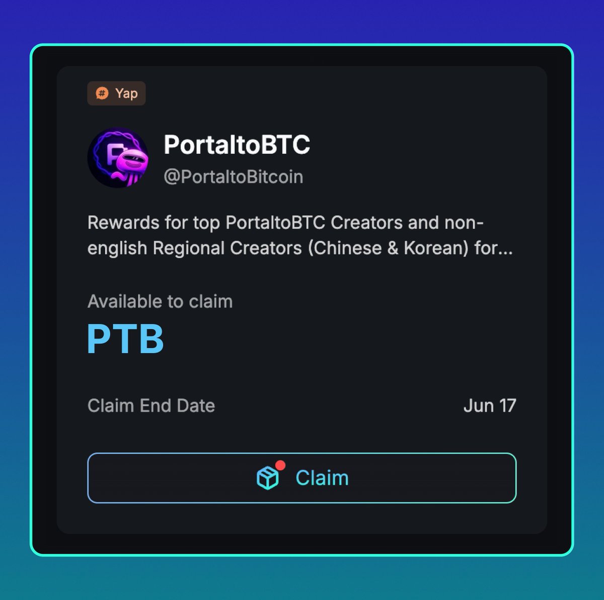 The <a href="/PortaltoBitcoin/">Portal</a> creator rewards claim for Season 2 is now live!

Head to our Airdrops tab to see if you're eligible 🤝