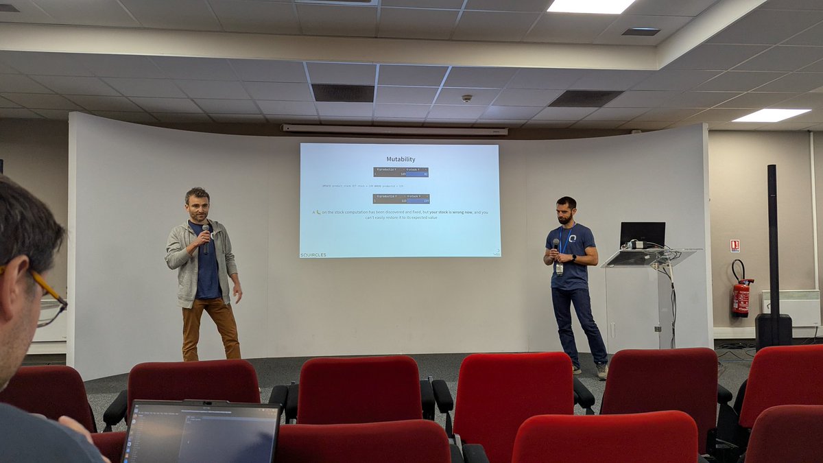 ugobourdon's tweet image. Event sourcing is just a foldLeft on your events stream
@squircles_io est à @ScalaIO_FR 
Et on parle de #scala d&apos;eventsourcing dans la vrai vie.