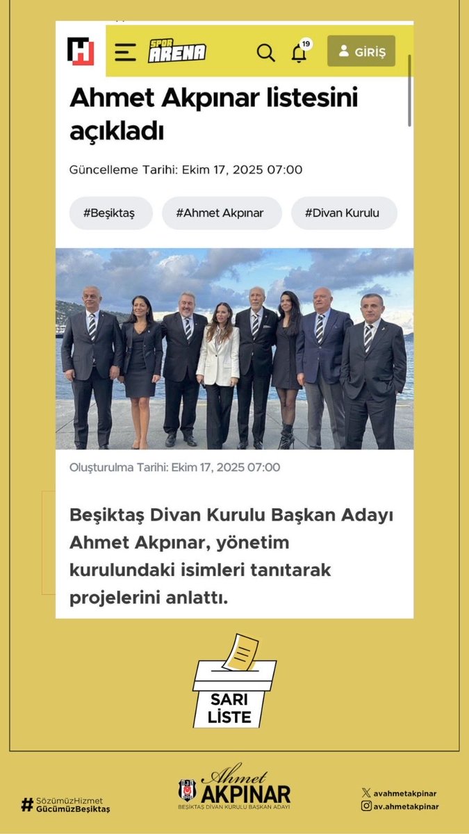 hurriyet.com.tr/sporarena/ahme… 
<a href="/sporarena/">Spor Arena</a> 
<a href="/AvAhmetAkpinar/">ahmet akpınar</a>  🟡🟡🟡Sarı Pusula 🟡🟡🟡 
#Beşiktaş #Divan Kurulu Başkanlık Seçimi