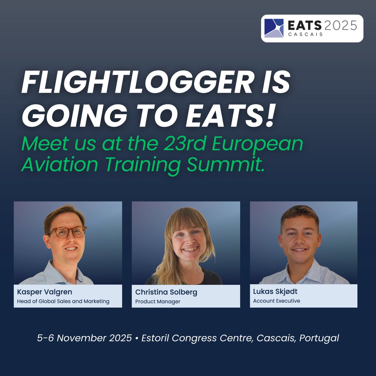FlightLogger1's tweet image. Heading to #EATS2025?✈️ 

We are too! The team is excited to join aviation training professionals from around the world at the 23rd European Aviation Training Summit. 🇵🇹

🤝 Let’s connect on how digital solutions are shaping the future of aviation training!

#FlightLogger