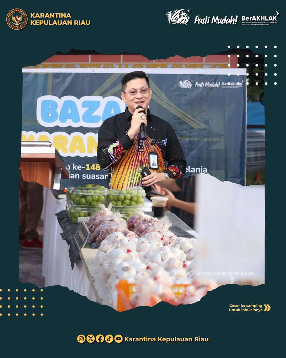 karantinakepri's tweet photo. Kegiatan digelar di halaman kantor Karantina Kepri ini diisi oleh mitra-mitra Karantina yang menawarkan berbagai produk unggulan, mulai dari sembako murah, buah-buahan, produk ikan, daging ayam, daging sapi, sayuran, hingga berbagai olahan hewan dan ikan. https://t.co/FDQcUwAiLp