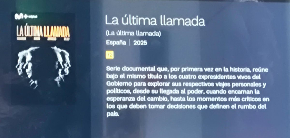 Quiero subrayar : Documental de MOVISTAR "La Última Llamada" de los 4 expresidentes del gobierno es la mayor "mentira" que puedas ver esto hace que sigamos sometidos al pensamiento fascista y dictador de esta españita podrida y lo más grave que la gente termine creyendoselo😠